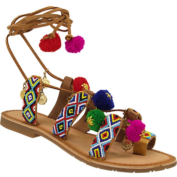 Leather Pom Pom Sandal - Picture 5 of 8